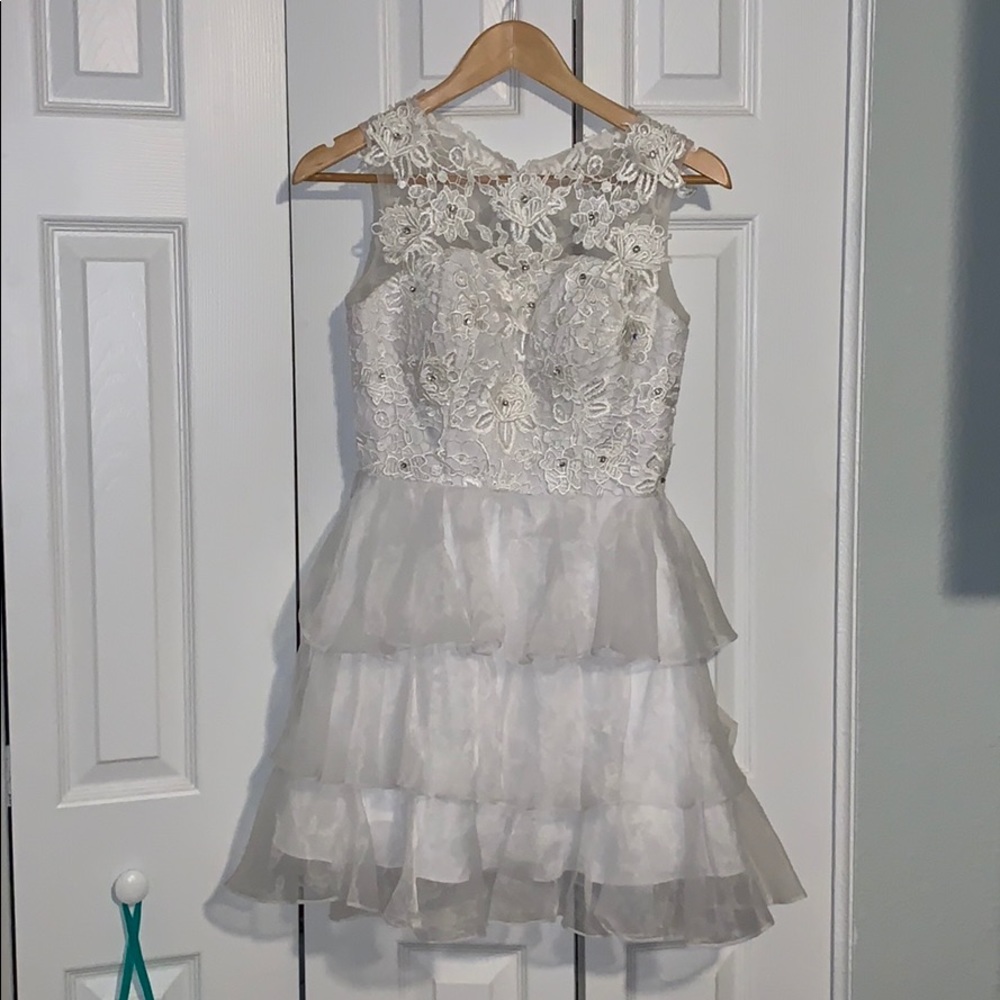 White cocktail wedding dress